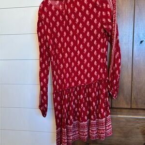 Harlowe & Graham Red Patterned Long Sleeve Dress